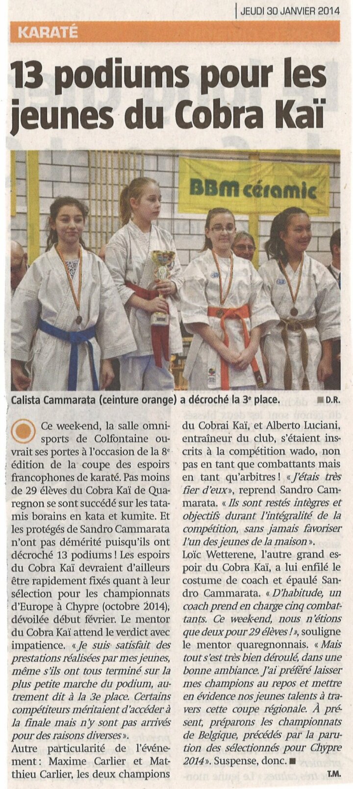Coupure de presse : Coupe Espoirs Francophone
