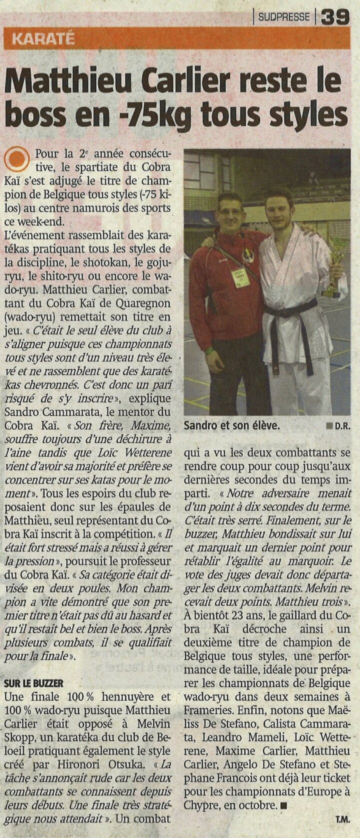 Coupure de presse : Matthieu Champion FBK