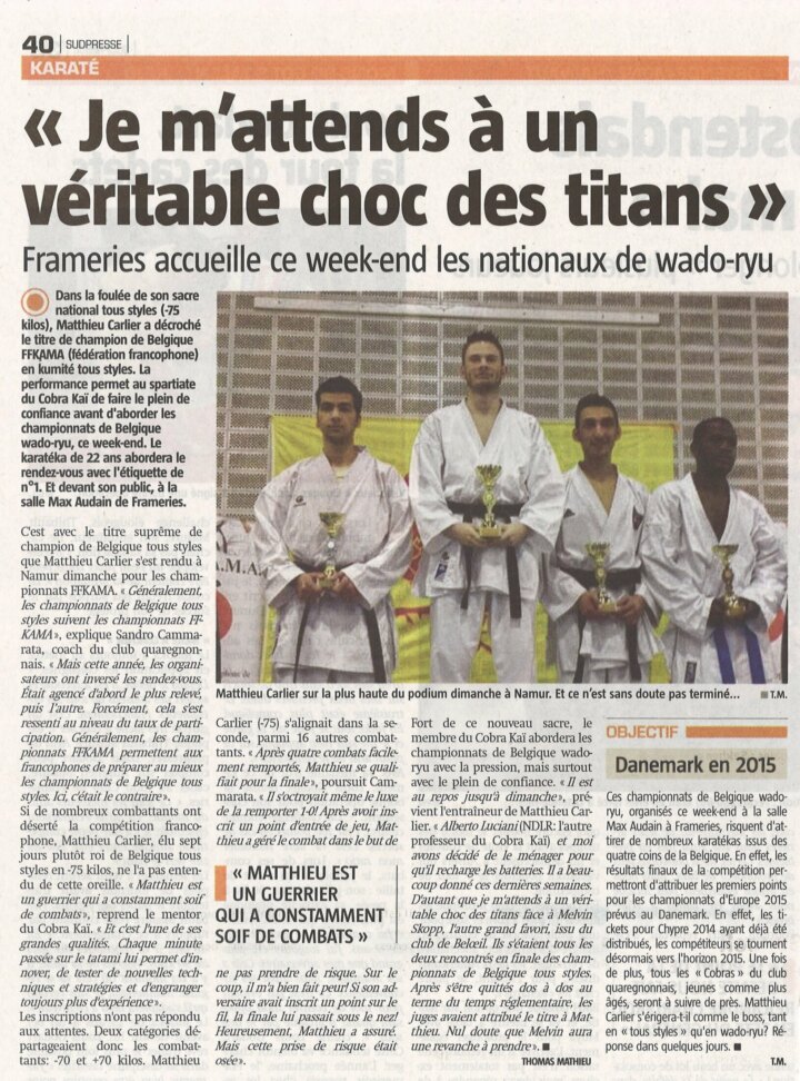 Coupure de presse : FFKAMA kumite