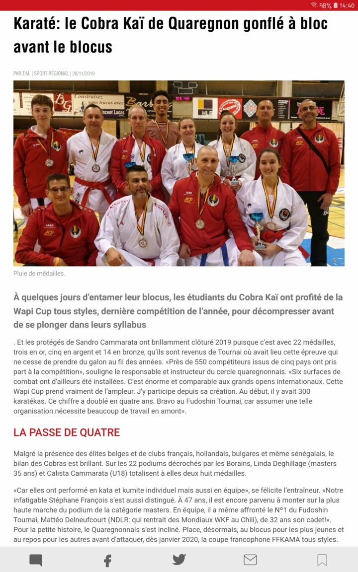 Coupure de presse : Wapi Cup Tournai