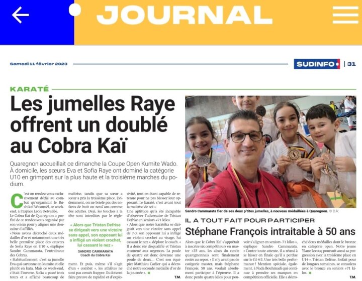 Coupure de presse : Coupe Belgique Kumité Wado